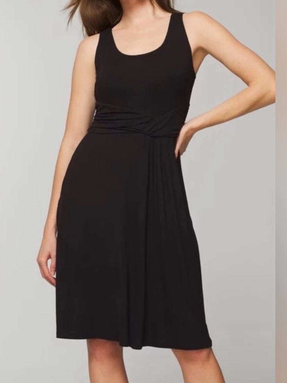 NWT SOMA Draped Empire Waist Jersey Black Medium Dress